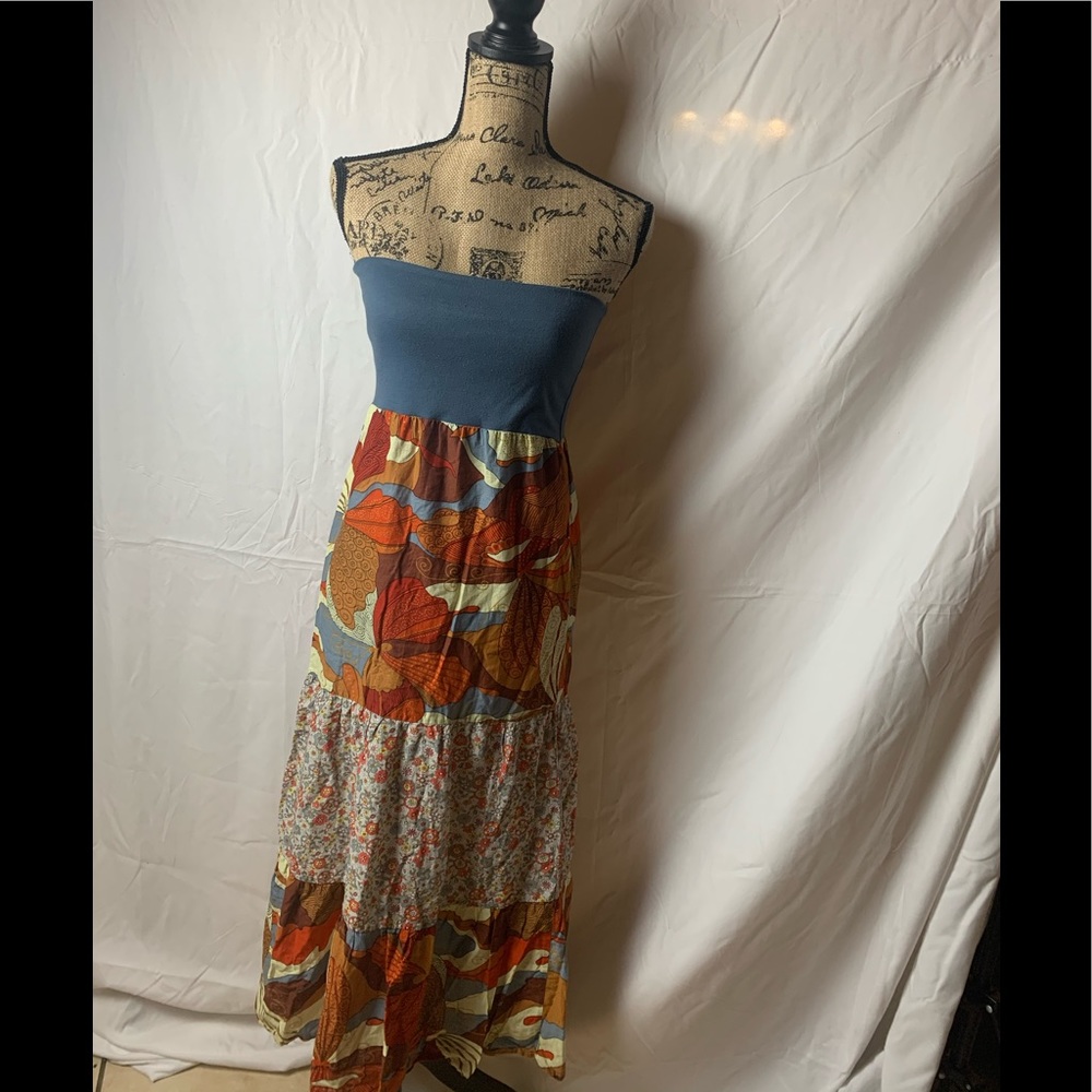 Blue asphalt boho convertible maxi